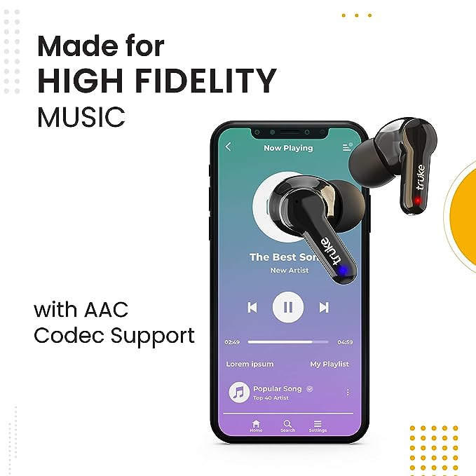 truke Buds Q1 True Wireless in Ear Earbuds with mic, 30H Playtime and Fast Charge, ENC, AAC Codec, Dedicated Gaming Mode, BT 5.1, IPX4 (Black) truke Buds Q1 True Wireless in Ear Earbuds with mic, 30H Playtime and Fast Charge, ENC, AAC Codec, Dedicated Gaming Mode, BT 5.1, IPX4 (Black)